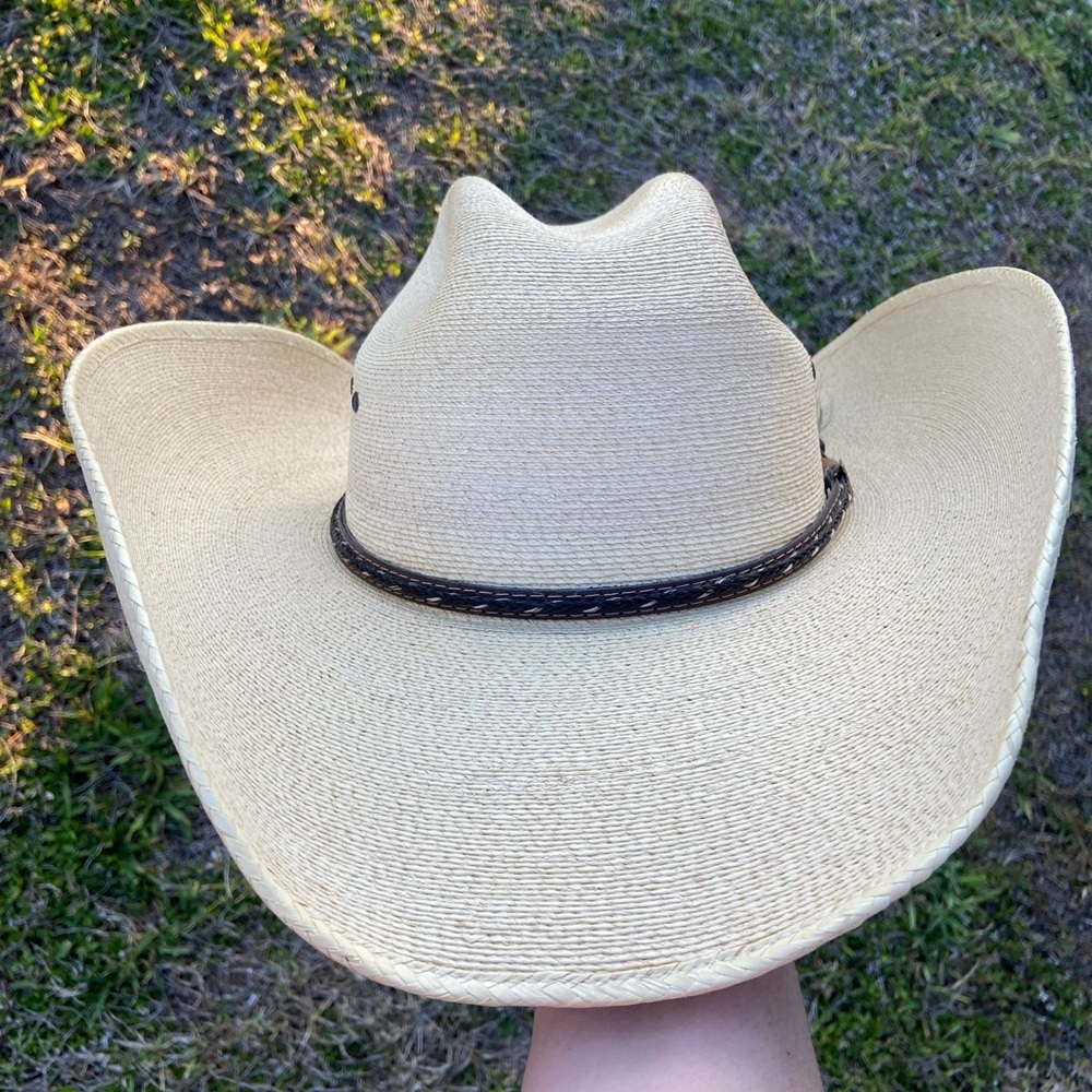 JUSTIN Bent Rail Straw Cowboy Hat Sz 61 7 5/8